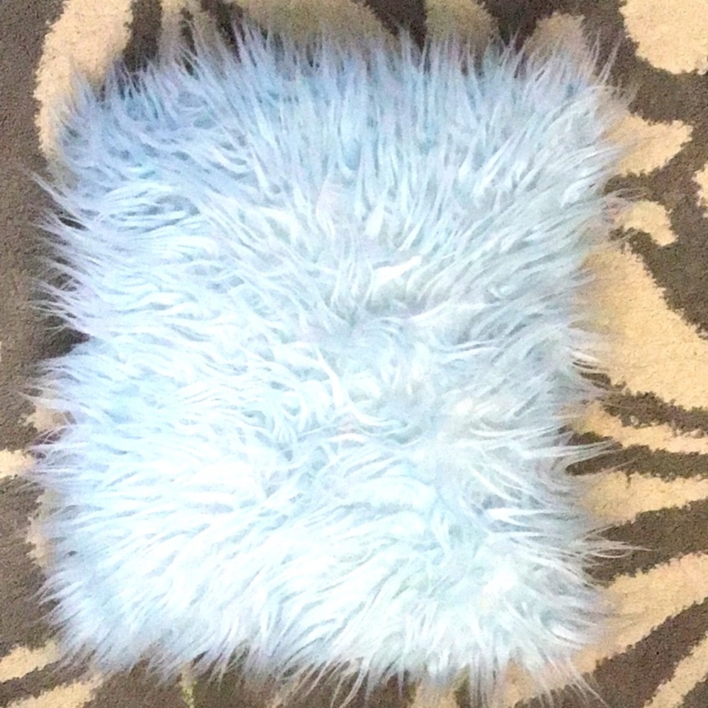 Baby blue fluffy pillow
